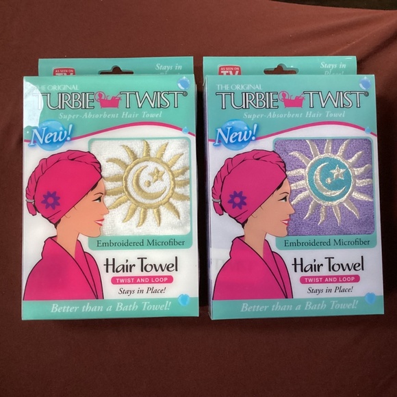 The Original Turbie Twist Super-Absorbent Hair Towel Bundle of 2 NEW - Picture 2 of 9